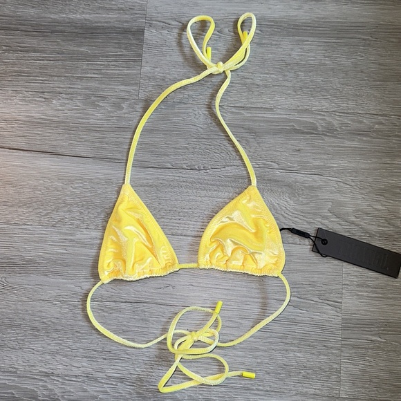 Yellow velvet string top. - Picture 5 of 7